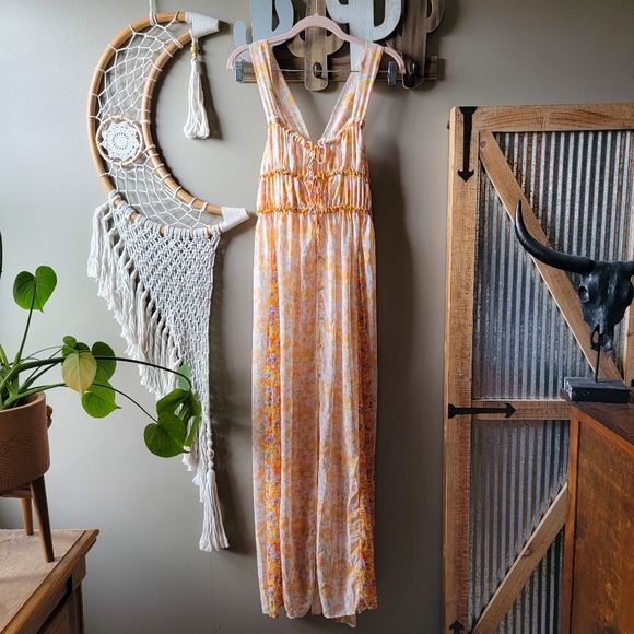 Intimately Free People | Dance With Me Floral Sheer Maxi Dress Ivory Combo Nwot - Picture 4 of 9